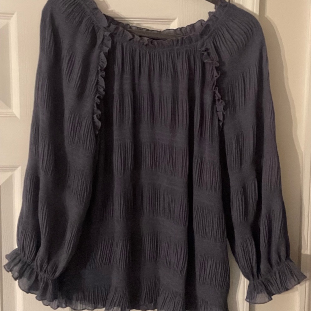 Elegant Blue Ruffled Women's Top